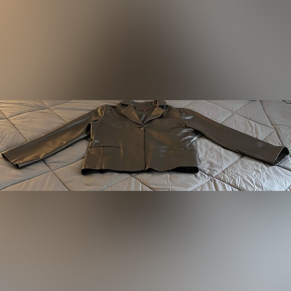 GENUINE LEATHER Brown MARGARET GODFREY Women's Vintage 3-Button Jacket. Size: XL - Picture 8 of 13